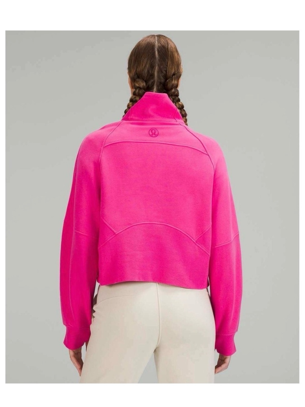 Lululemon Scuba Oversized Funnel Neck Half Zip •M/L • Sonic Pink + Water Bottle - Picture 3 of 10
